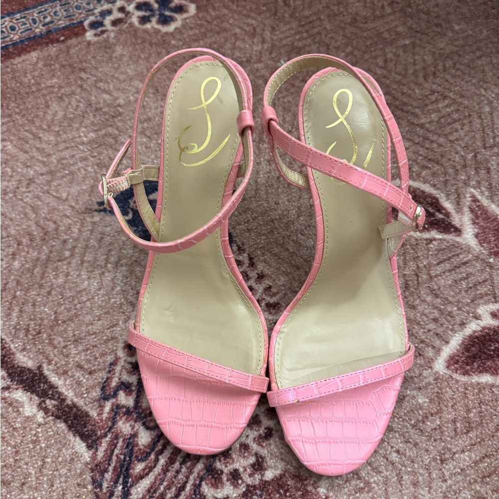 Sam Edelman Pink Croc-Embossed Sandals